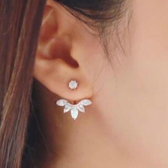 Rhinestone Solitaire Teardrop Earrings   - Picture 5 of 6